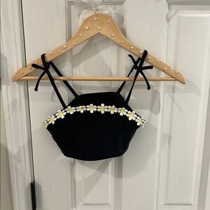 Cat & Jack Black Embellished Sleeveless Crop Bikini